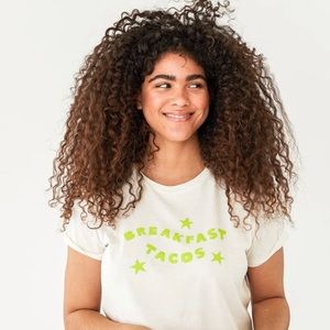 Ban.do Women’s graphic tee Breakfast Tacos  XS NWT cotton